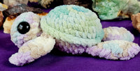 Handmade Crocheted Turtlebaby Plushie w/Rainbow Flippers 🩷🐢🩵🥹