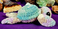 Handmade Crocheted Turtlebaby Plushie w/Rainbow Flippers 🩷🐢🩵🥹