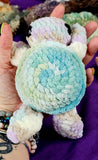 Handmade Crocheted Turtlebaby Plushie w/Rainbow Flippers 🩷🐢🩵🥹