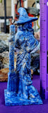 LG. Lapis Lazuli Crystal Witch w/Cat Familiar, Broom, & Spellbook 🧙‍♀️🧹🐈📚