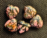 Mini Rhodonite Crystal Heart Carving 🩷🖤🩷