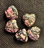 Mini Rhodonite Crystal Heart Carving 🩷🖤🩷