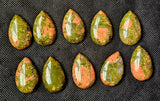 Teardrop Shaped Unakite Crystal Cabochon 💚📿🩷