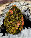 Teardrop Shaped Unakite Crystal Cabochon 💚📿🩷