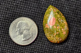 Teardrop Shaped Unakite Crystal Cabochon 💚📿🩷