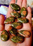Teardrop Shaped Unakite Crystal Cabochon 💚📿🩷
