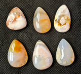 Teardrop Shaped Flower Agate Crystal Cabochon ✨🩷🌷📿