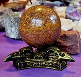 Triple Raven Skull Crystal Sphere Holder 💀🔮✨🐦‍⬛