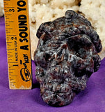 LG. Yooperlite Crystal Skull w/Snakes Carving 🐍🖤💀☠️🩶🧡