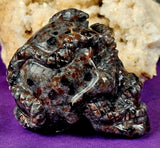 LG. Yooperlite Crystal Skull w/Snakes Carving 🐍🖤💀☠️🩶🧡