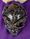 LG. Yooperlite Crystal Skull w/Snakes Carving 🐍🖤💀☠️🩶🧡