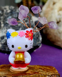 Hello Kitty Figurine w/ Amethyst Wire Wrapped Crystal Tree 😻✨🥹