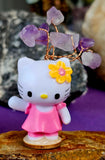 Hello Kitty Figurine w/ Amethyst Wire Wrapped Crystal Tree 😻✨🥹