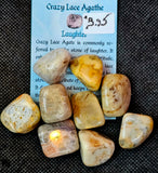Crazy Lace Agate Crystal Tumble 💛😵‍💫🤪✨🩶