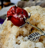 Red Jasper Crystal Rose w/Silver Metal Stem🌹✨💎❤️