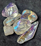 LG. Aura Coated (man-altered) Clear Quartz Crystal Tumble ✨🤩💎🌈