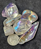 LG. Aura Coated (man-altered) Clear Quartz Crystal Tumble ✨🤩💎🌈