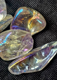 LG. Aura Coated (man-altered) Clear Quartz Crystal Tumble ✨🤩💎🌈