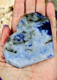 ✨RARE✨ LG. Dumortierite Crystal Faceted Heart 🤍✨😍🤯💙💠