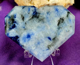 ✨RARE✨ LG. Dumortierite Crystal Faceted Heart 🤍✨😍🤯💙💠