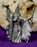 Antique Vintage Pewter Wizard Figurine with Staff & Gems 🧙‍♀️🧙‍♂️🪄✨🔮💎