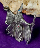 Antique Vintage Pewter Wizard Figurine with Staff & Gems 🧙‍♀️🧙‍♂️🪄✨🔮💎