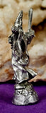 Antique Vintage Pewter Wizard Figurine w/Blue Gem & Staff