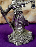 Vintage Antique Pewter Grim Reaper Figurine w/Blue Lantern 🖤💀⚰️🏮