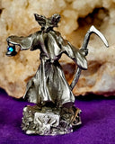 Vintage Antique Pewter Grim Reaper Figurine w/Blue Lantern 🖤💀⚰️🏮