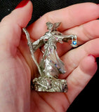 Vintage Antique Pewter Grim Reaper Figurine w/Blue Lantern 🖤💀⚰️🏮