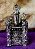 Vintage Antique Pewter Castle Figurine with Crystals 🏰🏯✨🔮💎