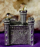 Vintage Antique Pewter Castle Figurine with Crystals 🏰🏯✨🔮💎