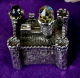 Vintage Antique Pewter Castle Figurine with Crystals 🏰🏯✨🔮💎