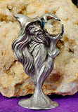 Antique Vintage Pewter Wizard Figurine with Crystal Ball 🔮✨🧙‍♀️🧙‍♂️🪄