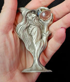 Antique Vintage Pewter Wizard Figurine with Crystal Ball 🔮✨🧙‍♀️🧙‍♂️🪄