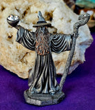 Antique Vintage Pewter Merlin Wizard Figurine Metallic with Crystals 🧙‍♂️🧙‍♀️🔮💎✨