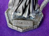 Antique Vintage Pewter Merlin Wizard Figurine Metallic with Crystals 🧙‍♂️🧙‍♀️🔮💎✨