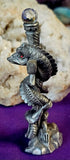 Antique Vintage Pewter Dragon Cross Figurine w/Crystal Ball 🔮💎✨🩶🐲🐉