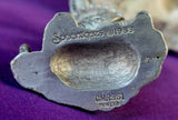 Antique Vintage Pewter Dragon Cross Figurine w/Crystal Ball 🔮💎✨🩶🐲🐉