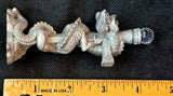Antique Vintage Pewter Dragon Cross Figurine w/Crystal Ball 🔮💎✨🩶🐲🐉