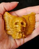 Yellow Jasper Crystal Skull w/Wings Carving 💀🪽🟡💛
