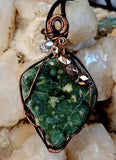 Copper Wire Wrapped Ocean Jasper Necklace 🪸💚💛📿🌊