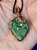 Copper Wire Wrapped Ocean Jasper Necklace 🪸💚💛📿🌊