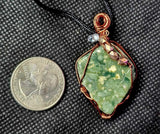 Copper Wire Wrapped Ocean Jasper Necklace 🪸💚💛📿🌊
