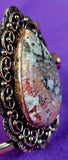Copper Colored Leopardskin Jasper w/Lab Created Ruby Accent Stones Adjustable Bangle 📿🐆🤩❤️
