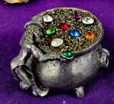 Vintage Antique Pewter Leprechaun w/Pot of Gold & Gem Accents 🍀🌠⛏️⚜️