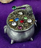 Vintage Antique Pewter Leprechaun w/Pot of Gold & Gem Accents 🍀🌠⛏️⚜️