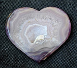 LG. Jelly Agate Crystal Heart w/Druzy & Silver Metal Display Stand ✨💜🪷💎