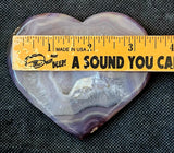 LG. Jelly Agate Crystal Heart w/Druzy & Silver Metal Display Stand ✨💜🪷💎