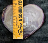 LG. Jelly Agate Crystal Heart w/Druzy & Silver Metal Display Stand ✨💜🪷💎